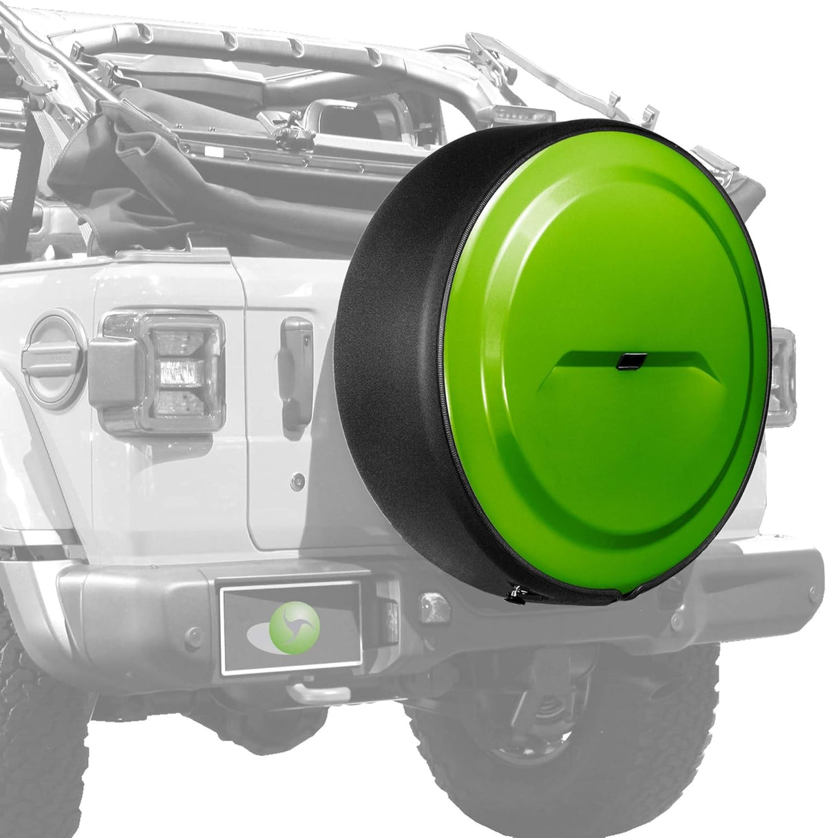 Bright White Painted Plastic Face Black Powder-Coated Ring Tire Cover A659822