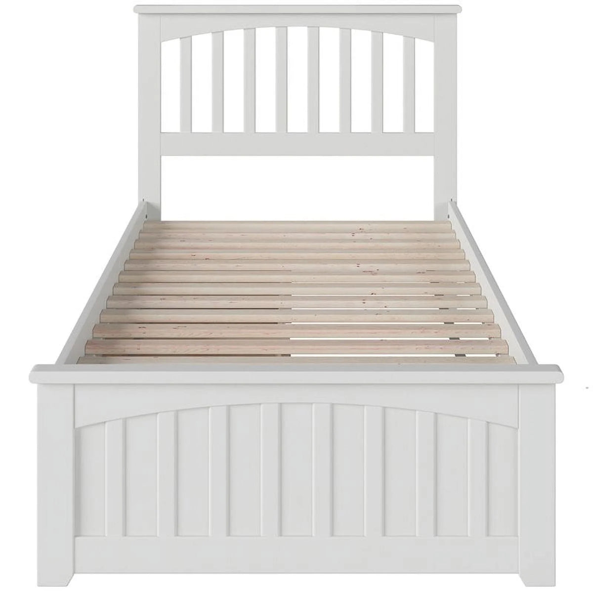 White Twin-XL Hardwood Storage Platform Bed H7405
