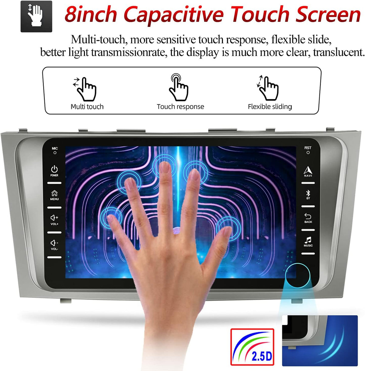 8 Inch Double Din Car Stereo with Backup Camera and Bluetooth V2597