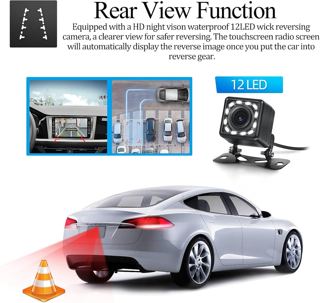 8 Inch Double Din Car Stereo with Backup Camera and Bluetooth V2597