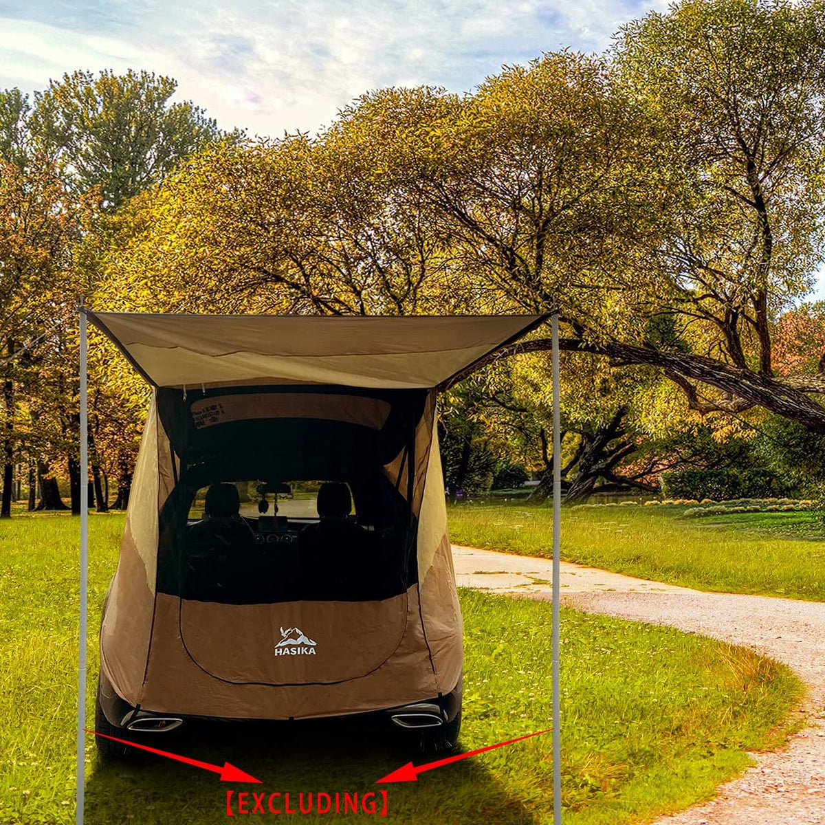 Waterproof Tailgate Shade Awning Tent for Car Camping SUV Yellow S2476