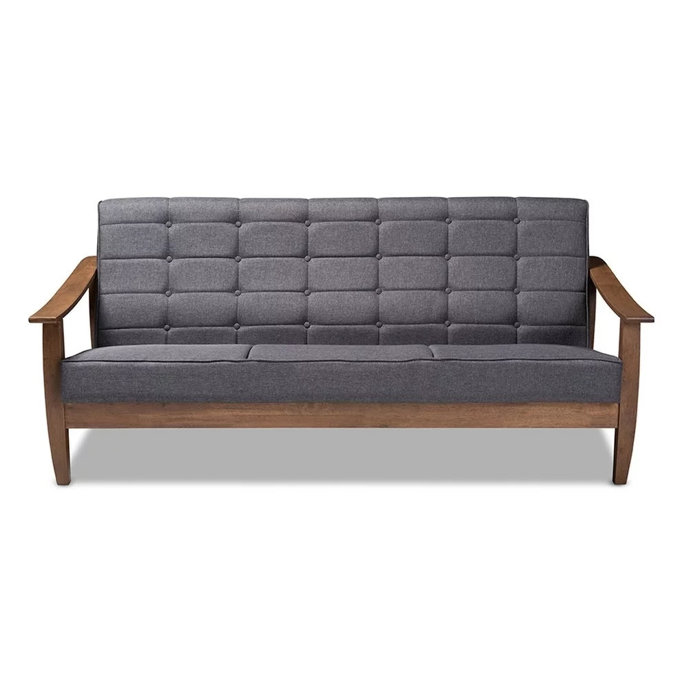 Gray Fabric Upholstered Walnut Wood Sofa B355967