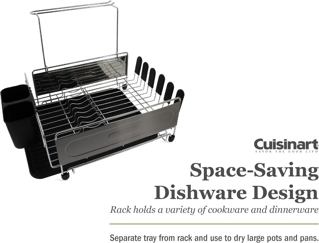 Stainless Steel Dish Drying Rack with Utensil Caddy and Draining Board K342