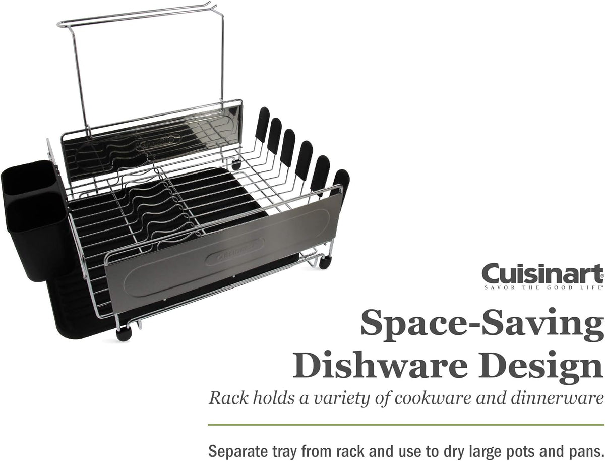 Stainless Steel Dish Drying Rack with Utensil Caddy and Draining Board K342