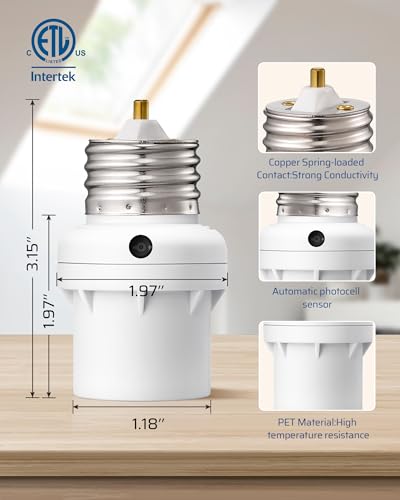 2 Pack E26/E27 Light Sensor Socket Adapter Q46568