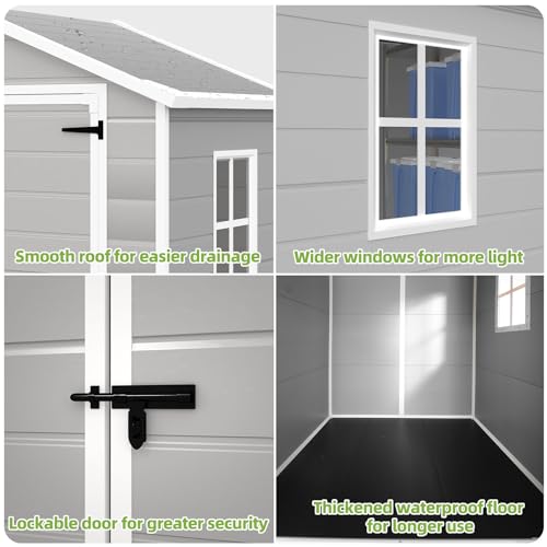 LightGray Resin Outdoor Storage Shed 6x4.4FT with Floor M388