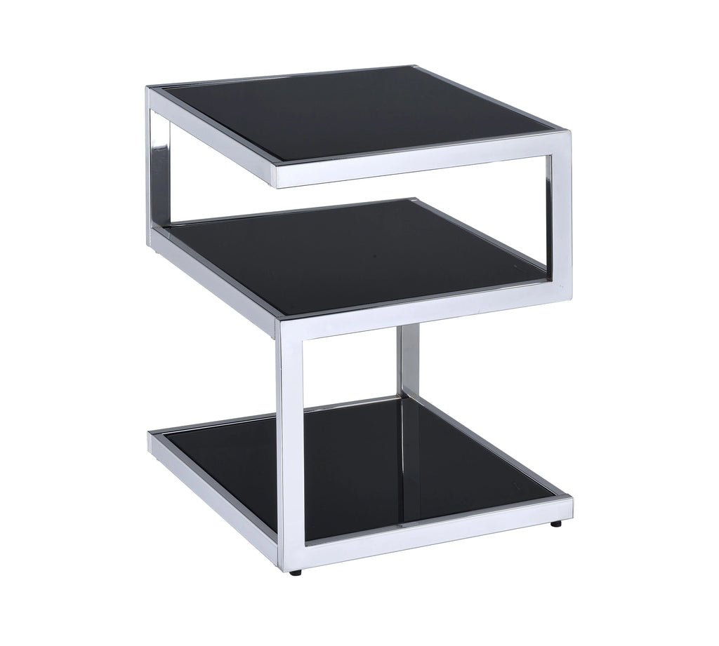 Side Table in Chrome & Black Glass I878