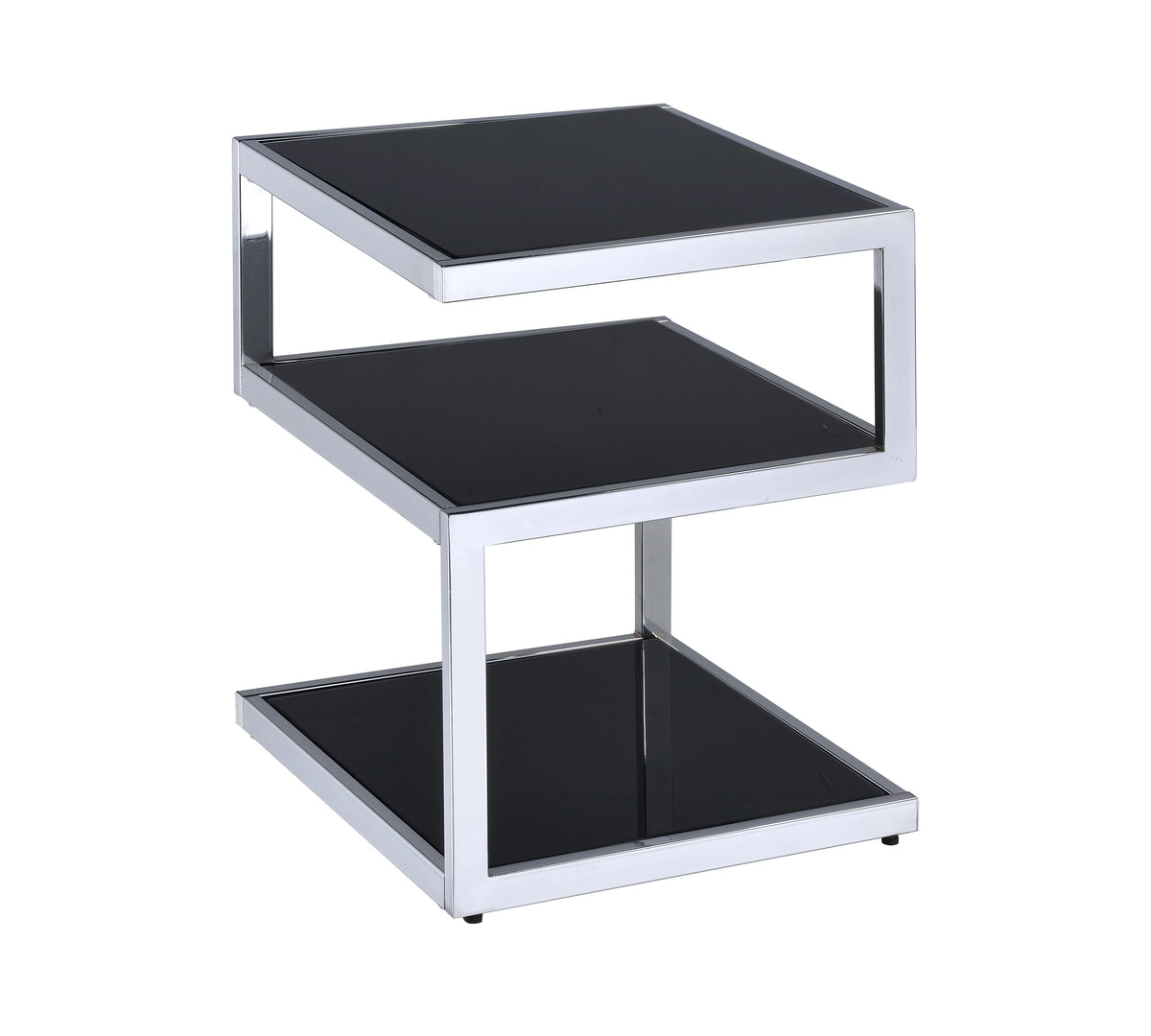 Side Table in Chrome & Black Glass I878