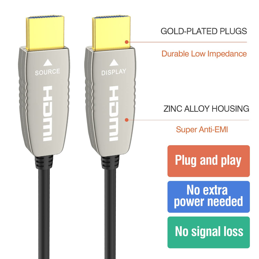 HDMI Fiber Optic Cable 20 feet 4K60HDR HDMI2.0b V138