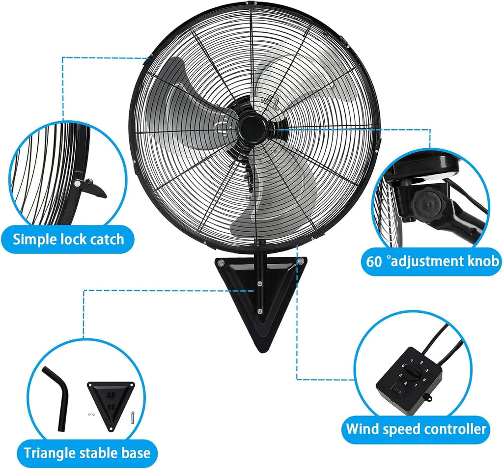 20 Inch 3-Speed High Velocity Wall Mount Fan S156
