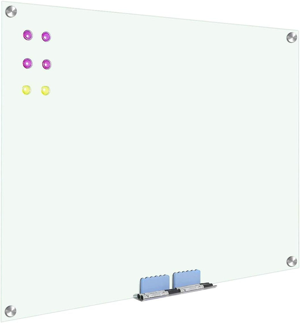 48x36 Magnetic Glass Whiteboard with 2 Erasers S40988