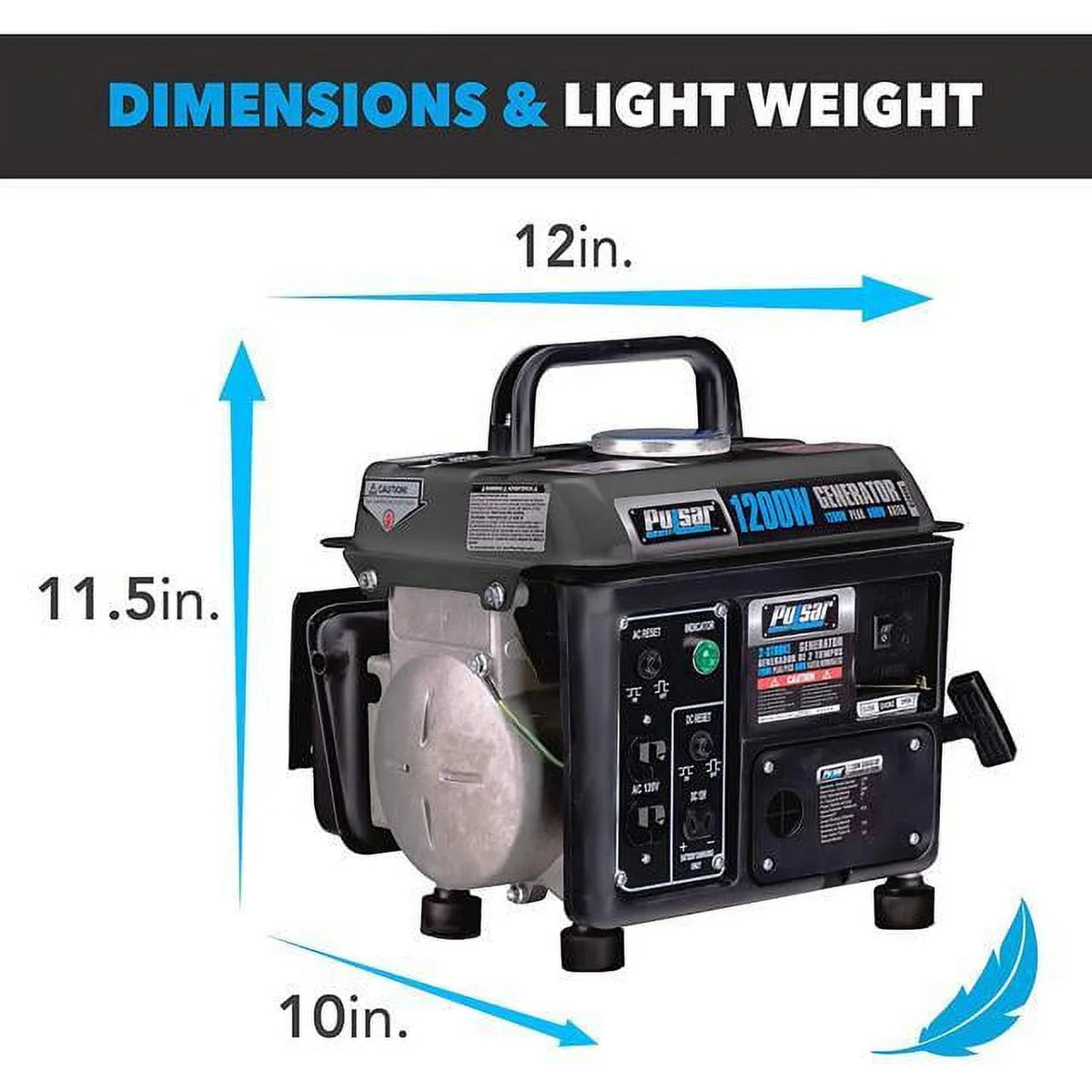 Portable Gas-Powered Generator with Carrying Handle, 1200W, Black/Gray Y82457