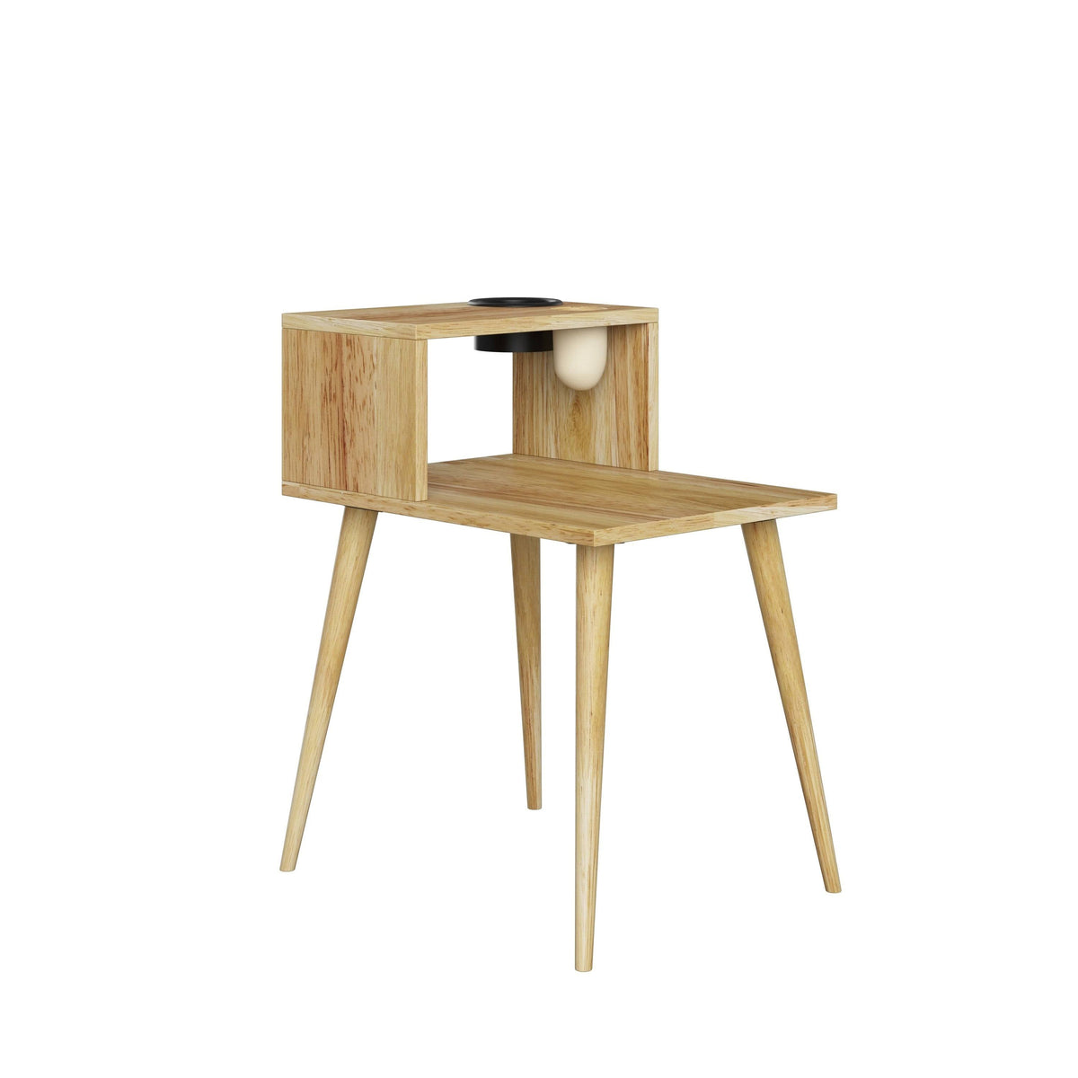 Natural Finish Wood End Table with Shelf Z8972