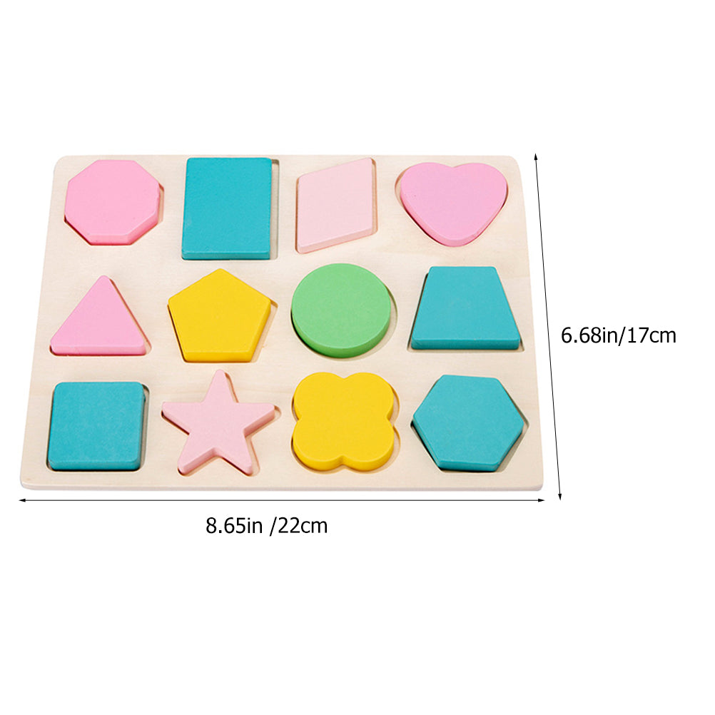 Wooden Puzzles Geometric Shapes Color Learning Toys A3856