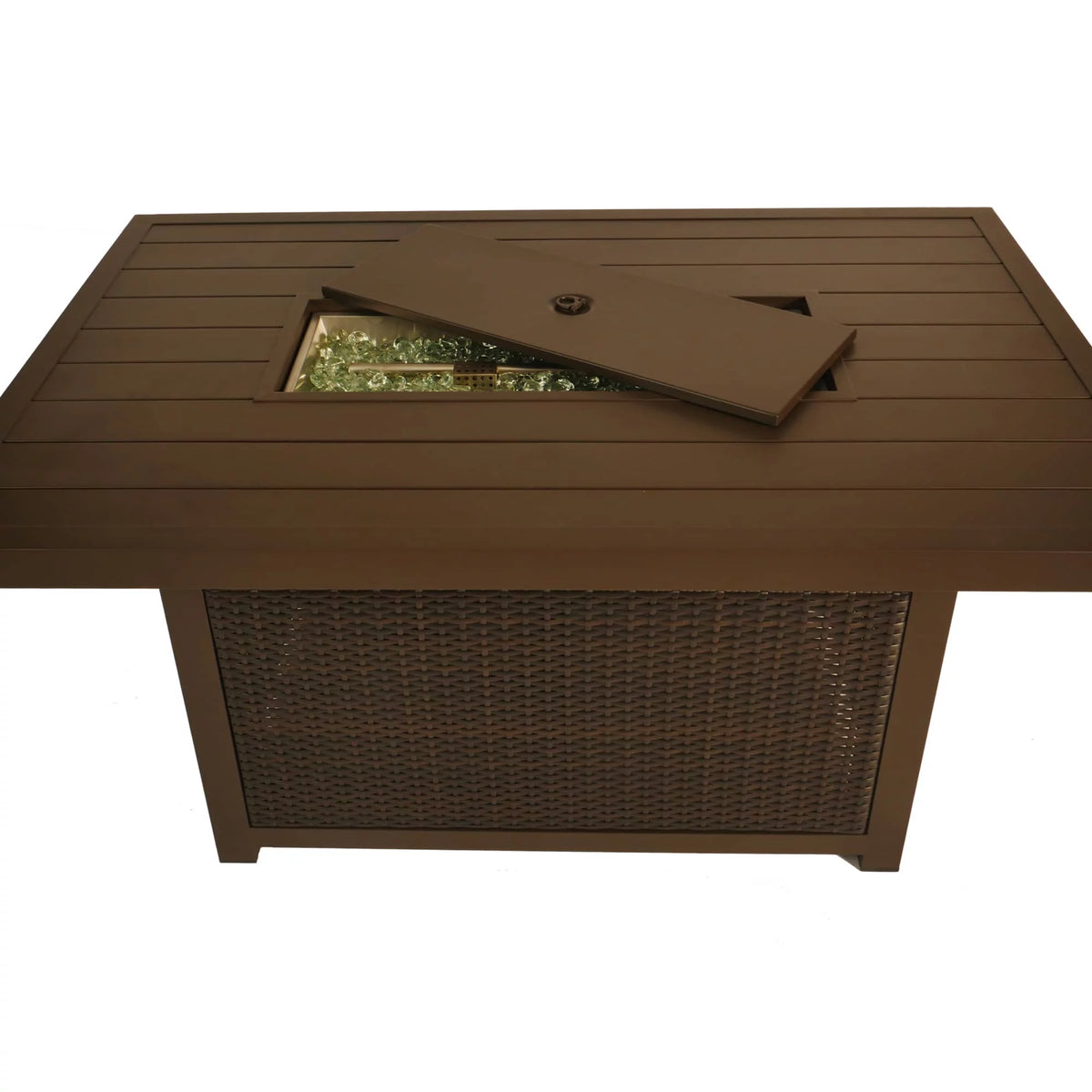 52 Inch Aluminum Propane Fire Pit Table with Glass Wind Guard Q1430