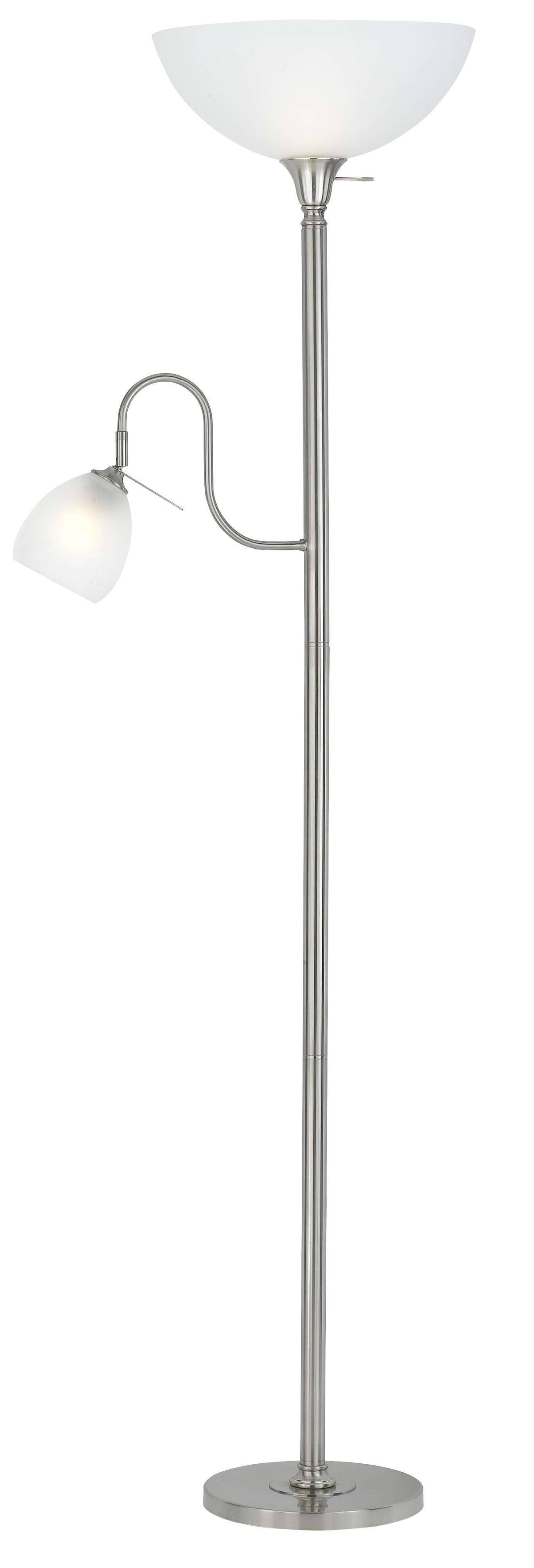 Brushed Steel Torchiere with Reading Lamp B646