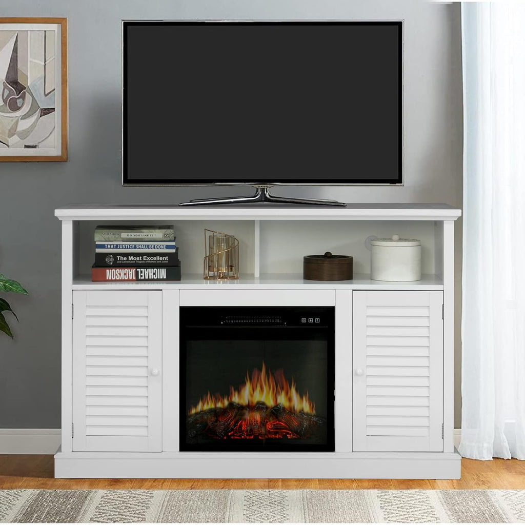 Electric Fireplace TV Stand for TVs Up to 65 with Barn Door Storage Cabinet L598600