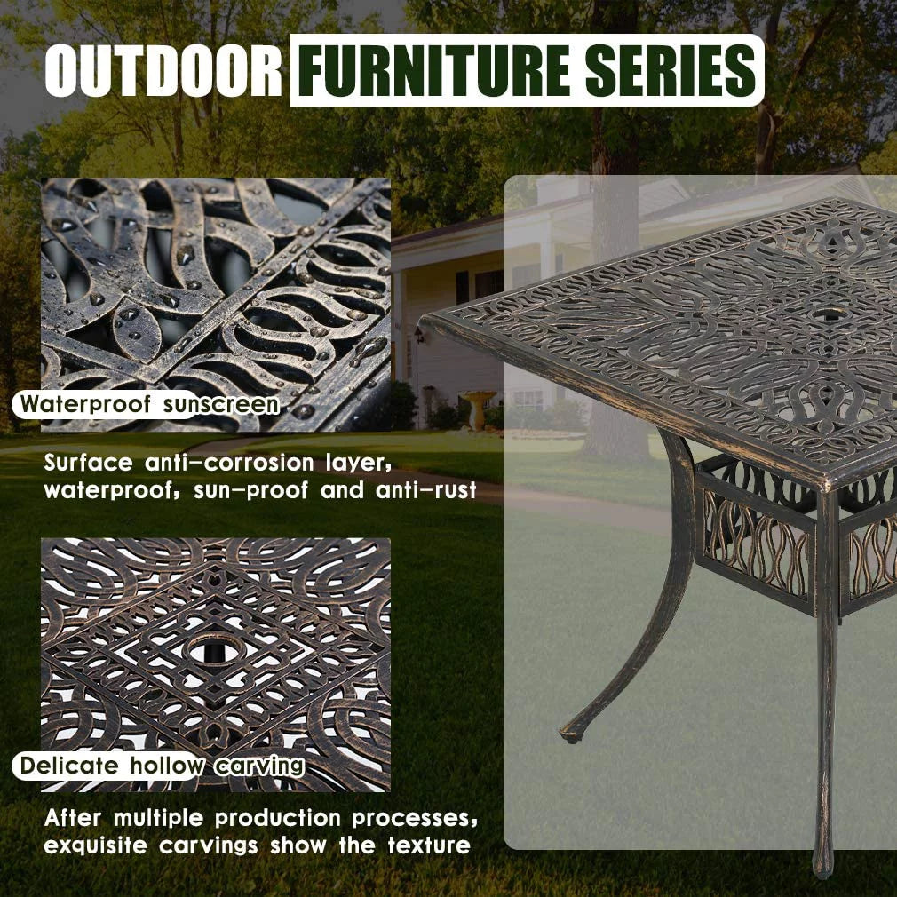 Outdoor Dining Table Set with 4 Wrought Iron Chairs K8802