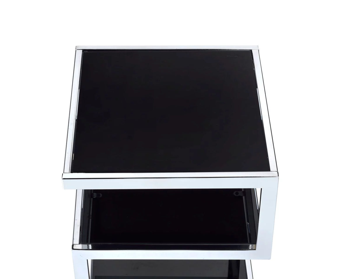 Side Table in Chrome & Black Glass I878