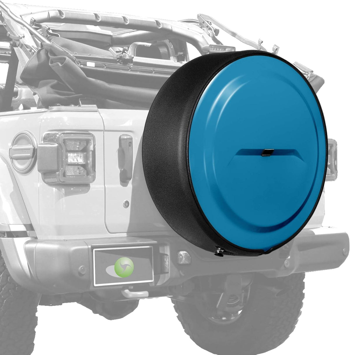 Bright White Painted Plastic Face Black Powder-Coated Ring Tire Cover A659822