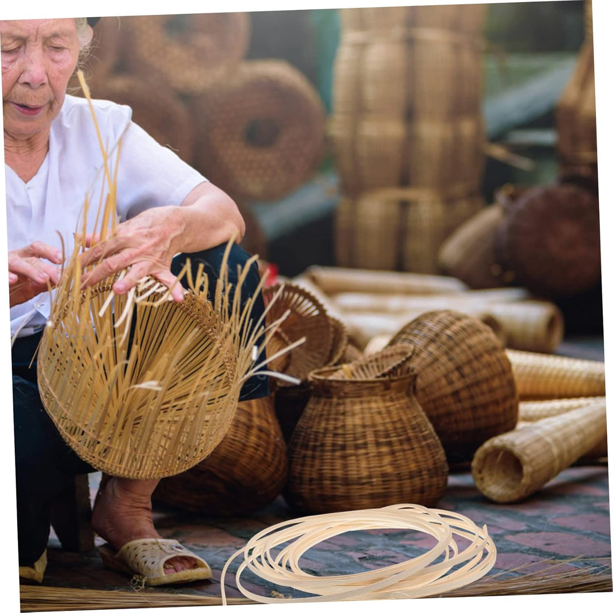 1 Roll Rattan Weave Material Furniture Repair Kit Basket Making Cane Webbing Natural Cane U32875