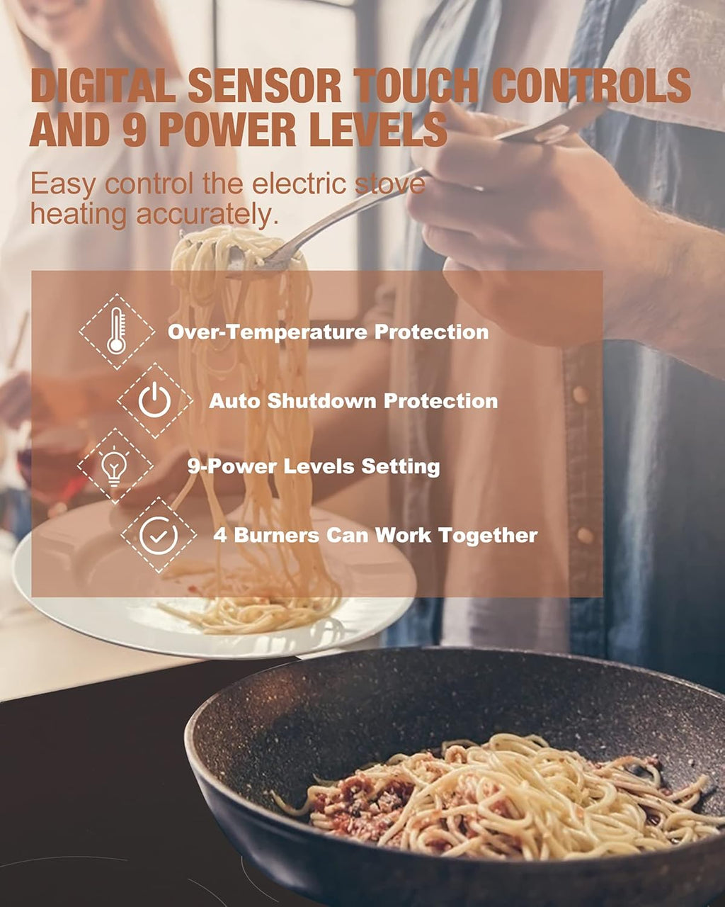 Induction Cooktop 30 Inch, 4 Burner 7000W, Built-in, 220-240V, 9 Power Levels, Timer & Kid Safety Lock A20361