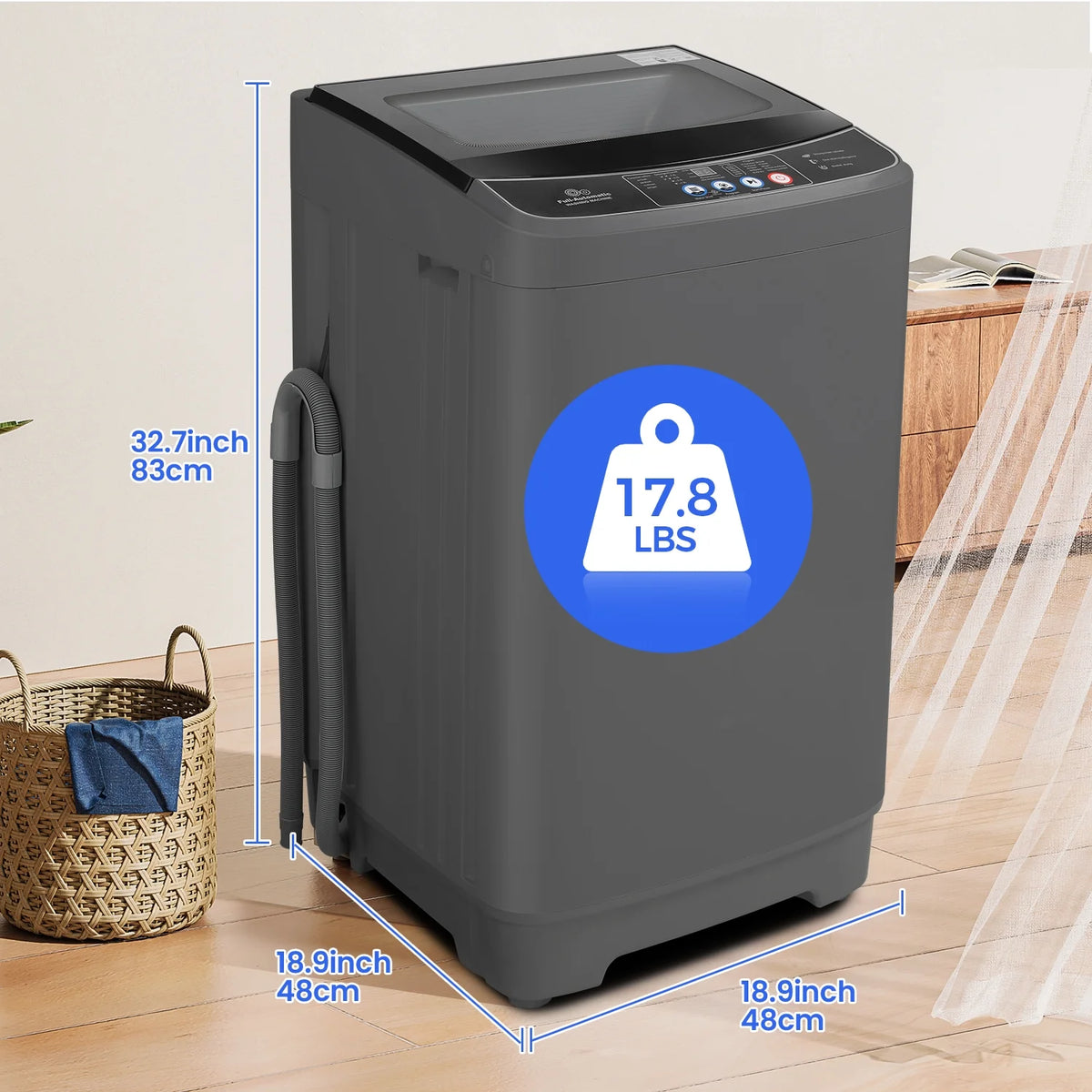 17.8lb Full Automatic Washing Machine with Drain Pump F869