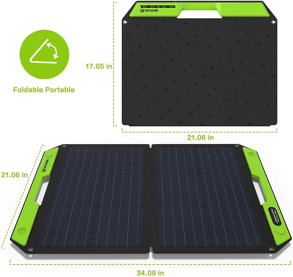 60W Foldable Portable Solar Panel Charger Kit with Dual USB Ports T964380