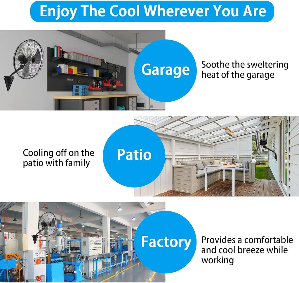 20 Inch 3-Speed High Velocity Wall Mount Fan S156