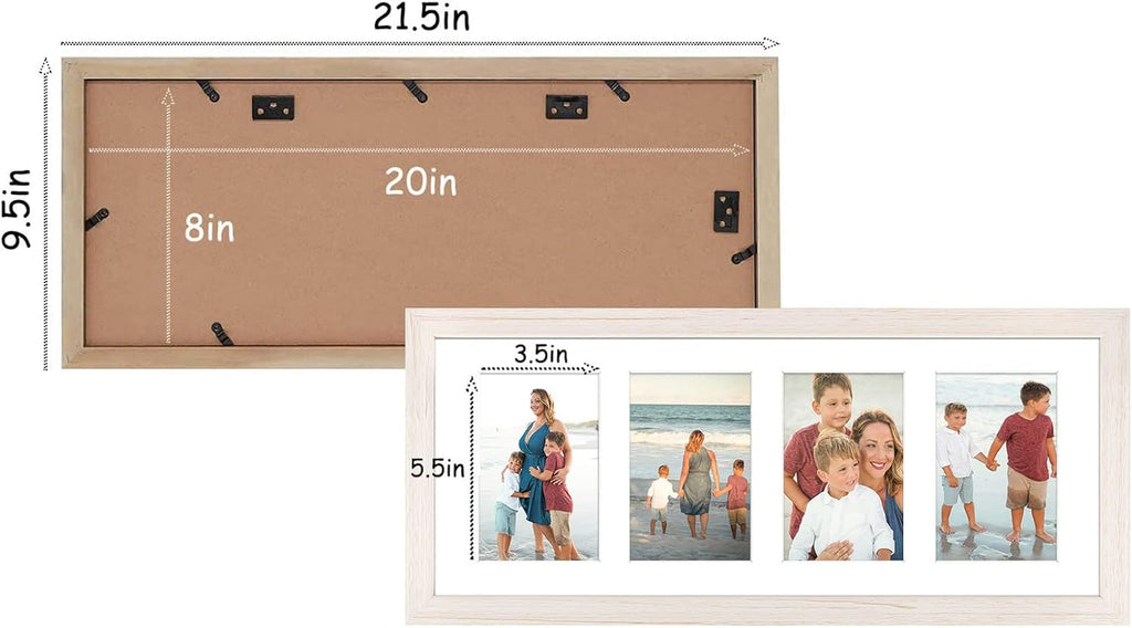 Set of 2 Distressed White Wood Picture Frame for Four 4x6 Photos or Two 8x10 Pictures with Real Glass Q405