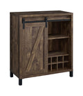 Rustic Oak Bar Cabinet with Sliding Door S32013