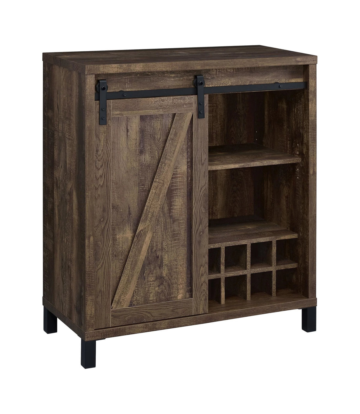 Rustic Oak Bar Cabinet with Sliding Door S32013