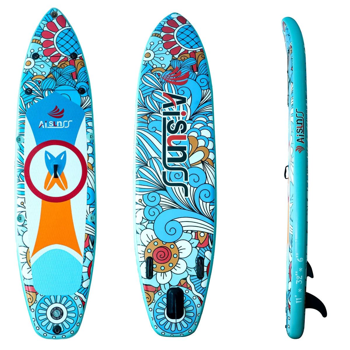 Inflatable Paddle Board with Non-Slip mat, safety Leash, Waterproof Phone Bag, Double Action Pump, Adjustable Aluminum Paddle J6071