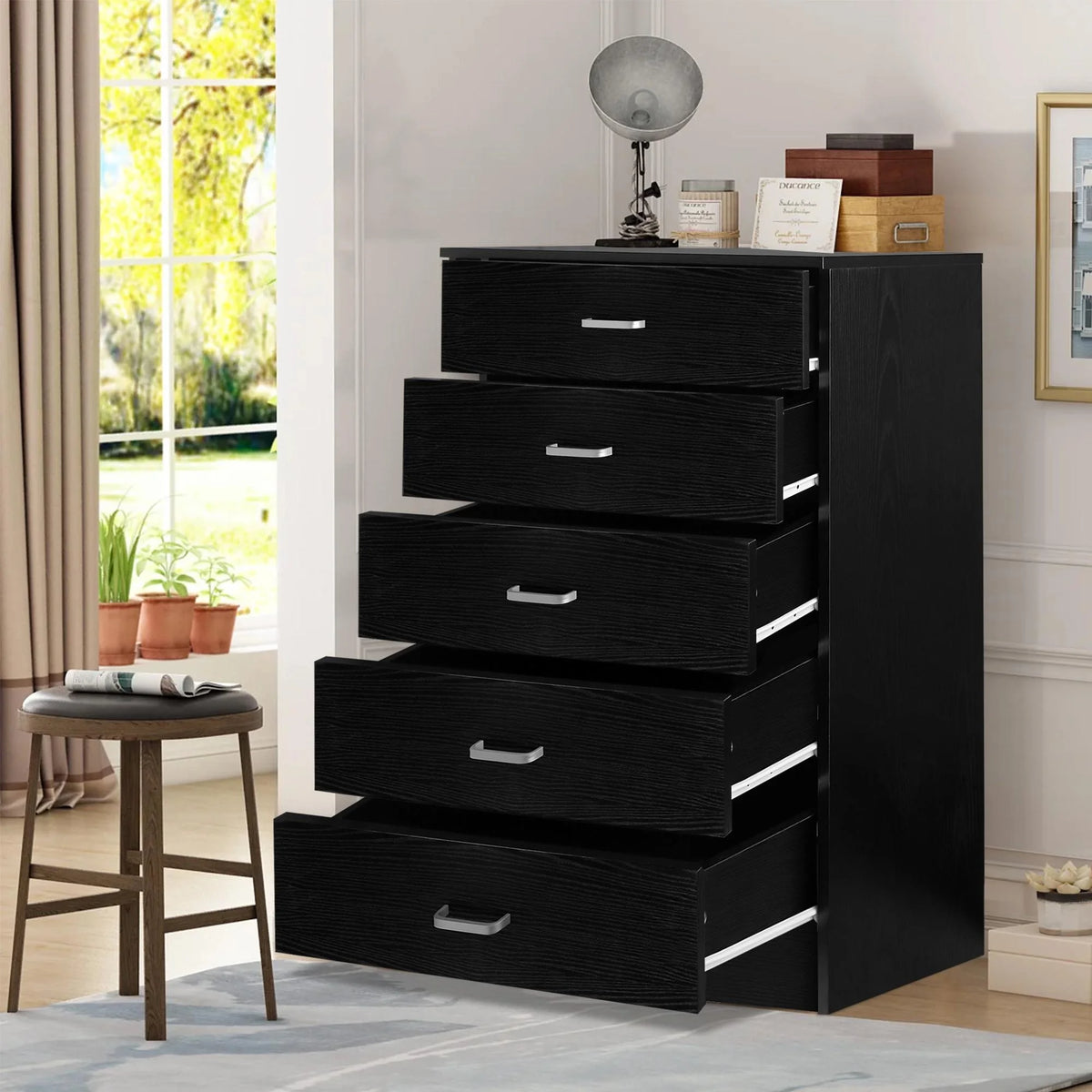 Black 5 Drawer Dresser T4864