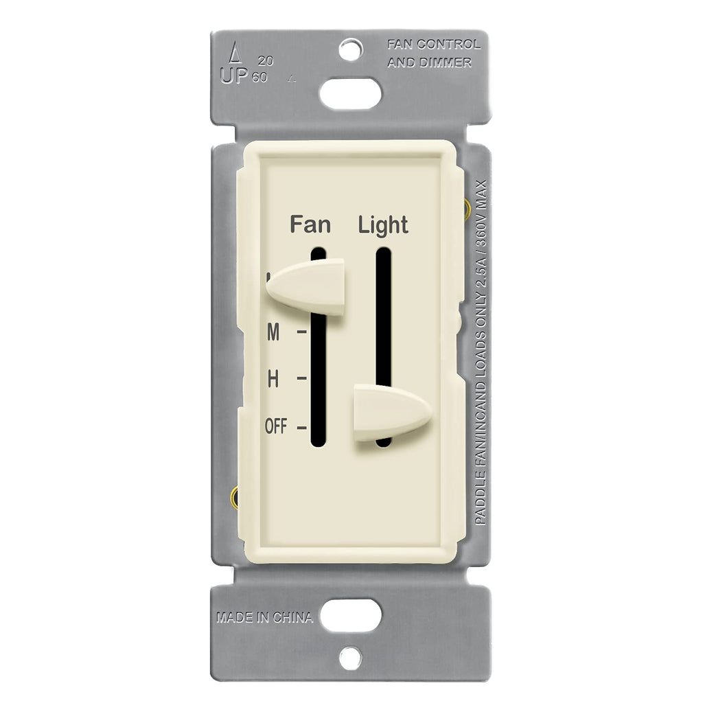 White 2.5A Ceiling Fan Control and LED Dimmer Light Switch D82047