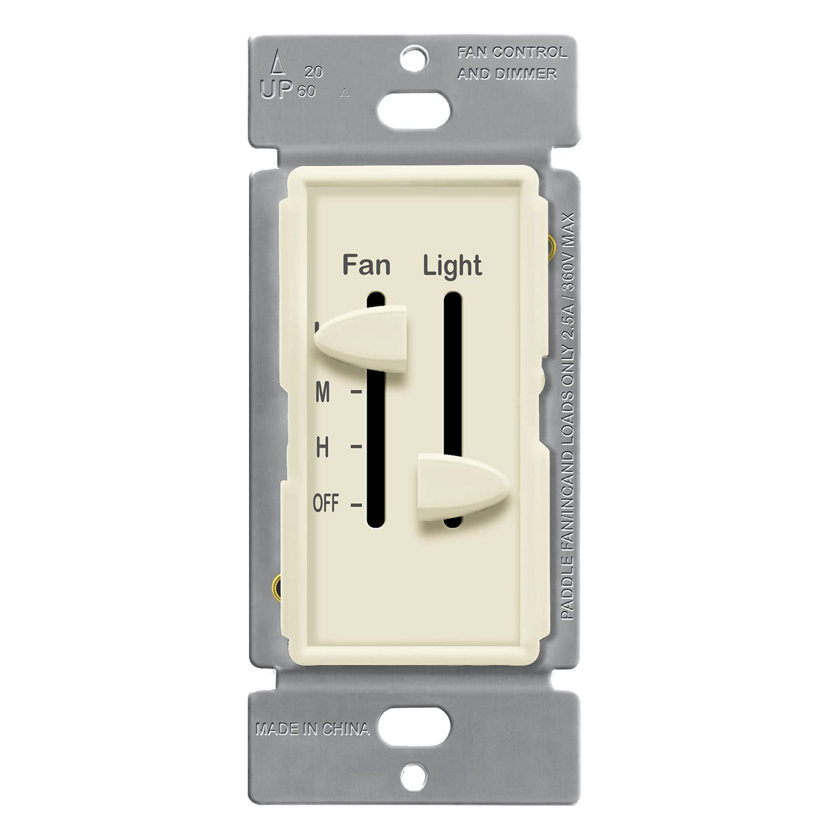 White 2.5A Ceiling Fan Control and LED Dimmer Light Switch D82047