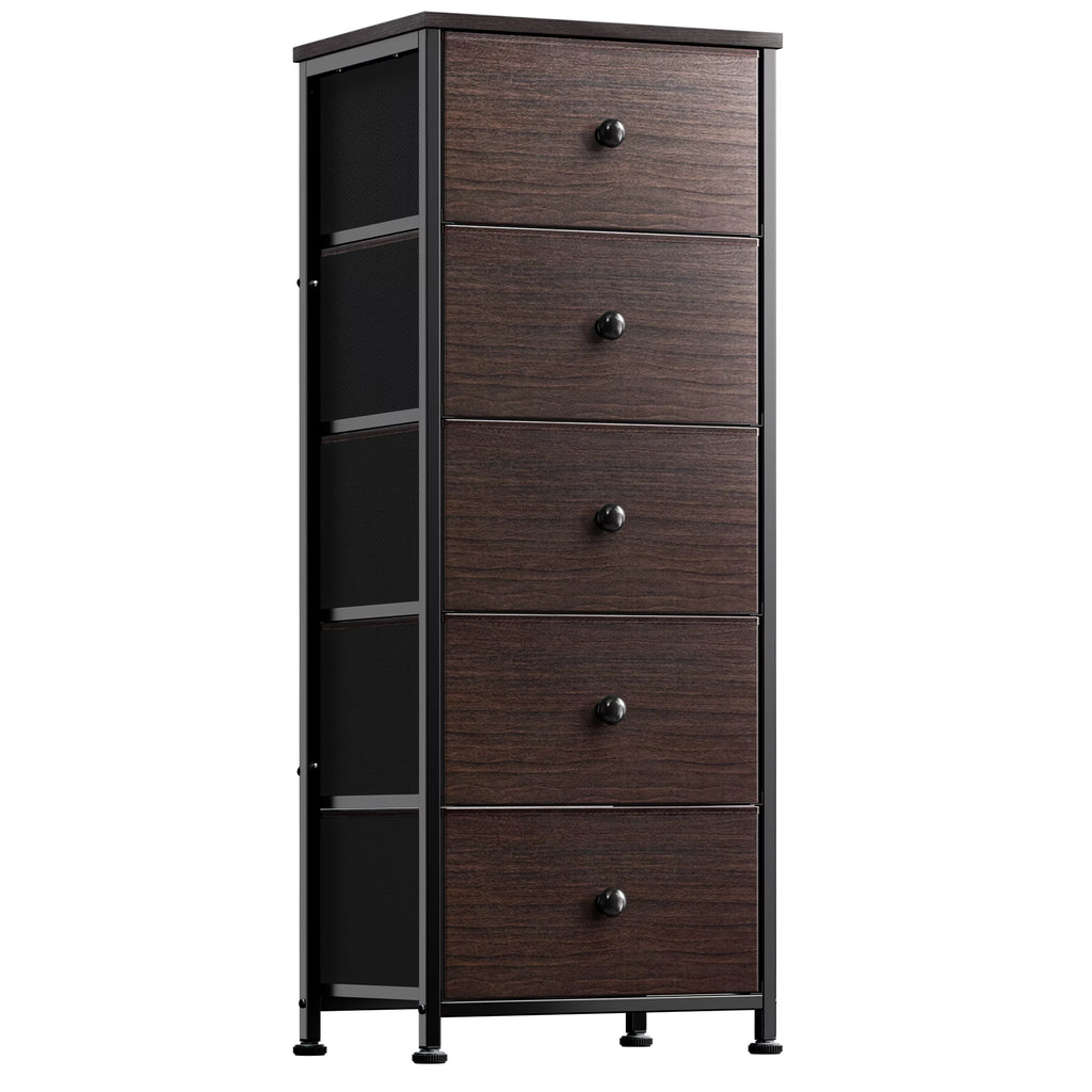 5 Drawer Faux Leather Dresser with Wooden Top O60530