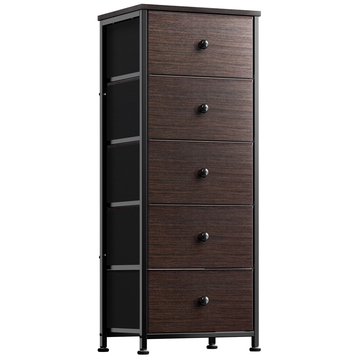 5 Drawer Faux Leather Dresser with Wooden Top O60530
