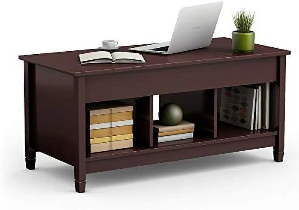 Espresso Lift Top Coffee Table with Hidden Compartment L4753