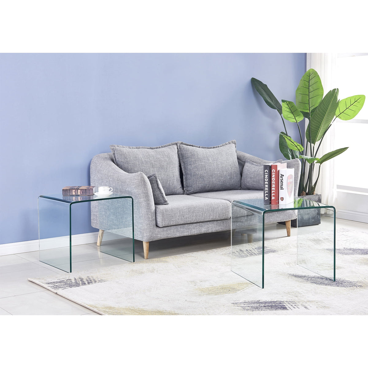 Small Clear Tempered Glass End Table S185636