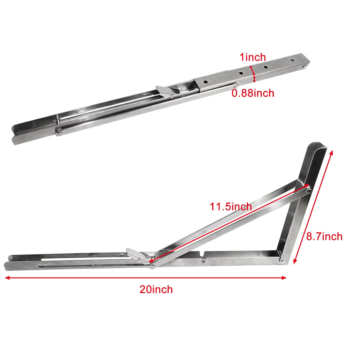 20" Heavy Duty Stainless Steel Folding Shelf Brackets, Pack of 2 A8303
