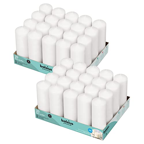 Set of 20 White Unscented Pillar Candles O298644
