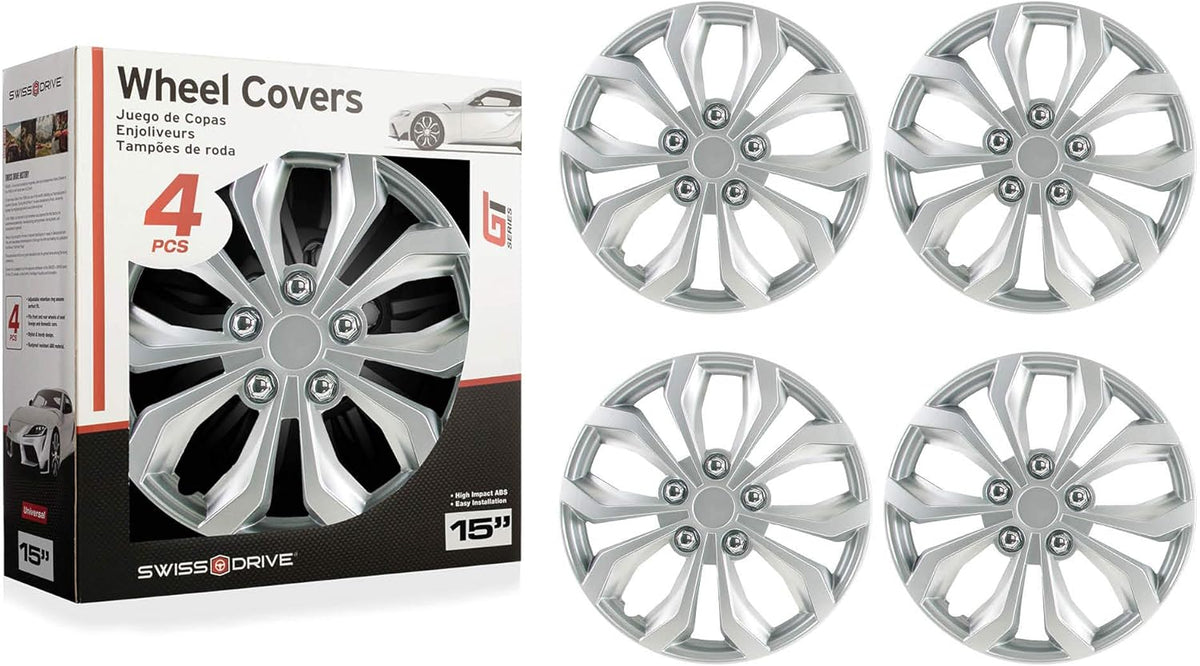 15 Inch Set of 4 Silver Hubcaps X537269