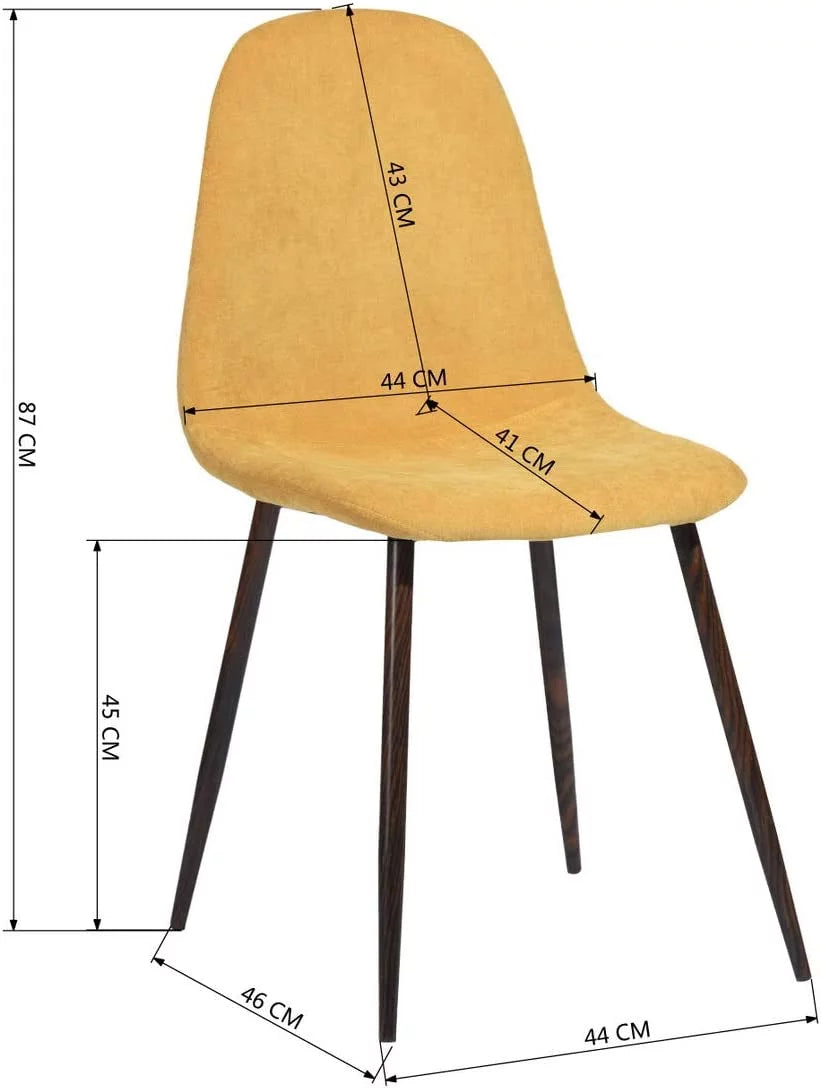 Set of 4 Yellow Velvet Dining Chairs with Metal Legs B93152