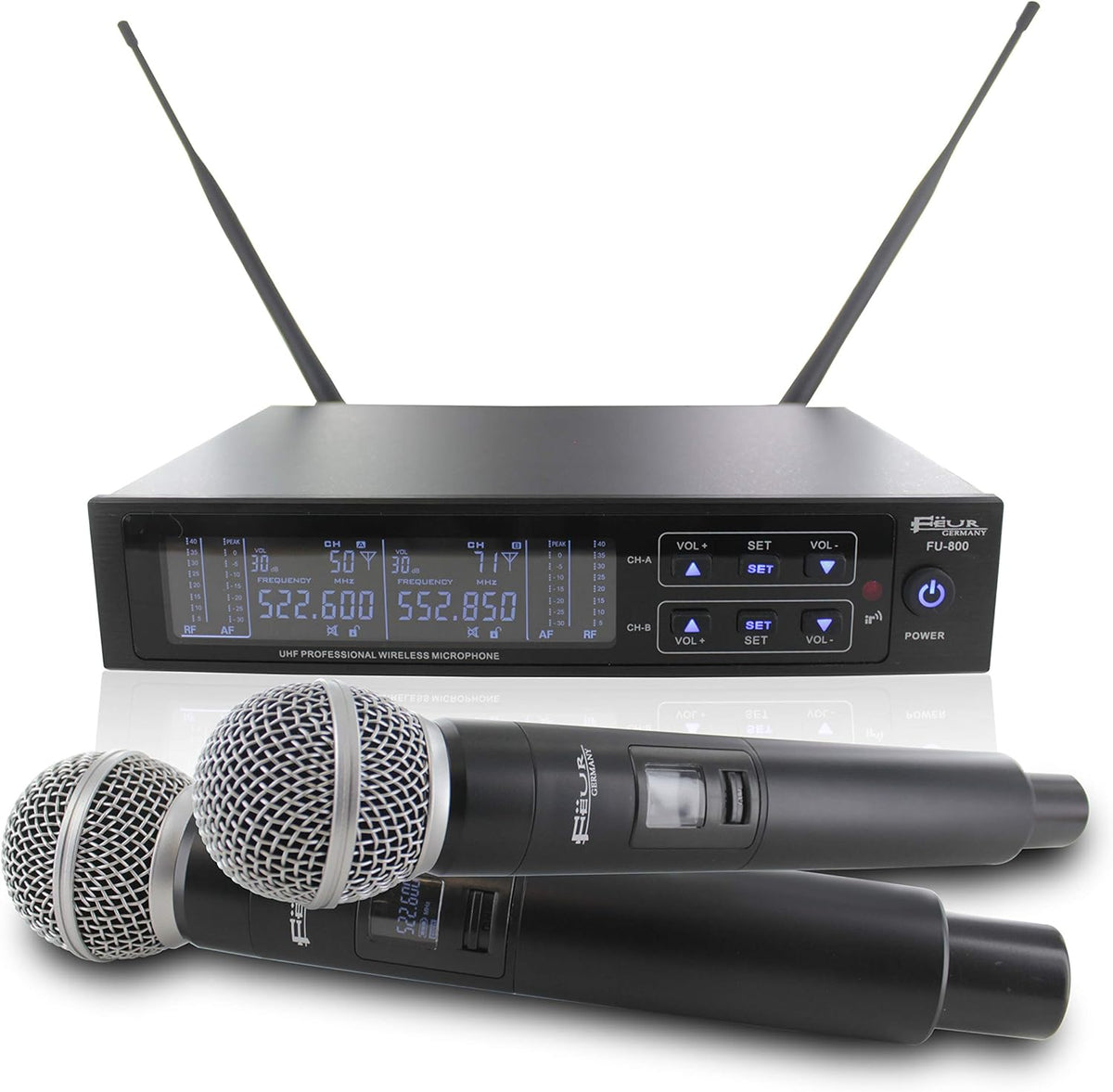 Dual UHF Dynamic Wireless Microphone System with 2 Handheld Microphone K5946