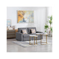 Gray Linen Fabric Loveseat with Pillows J513403