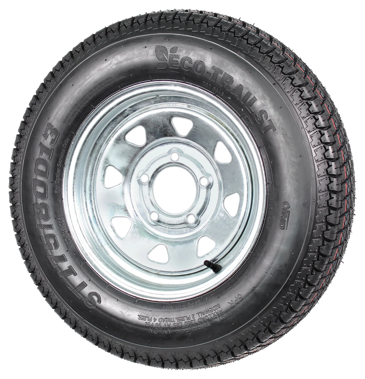 13 5 Lug Galvanized Spoke Trailer Tire On Rim D217322