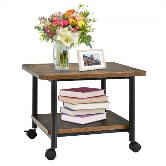 Brown Under Desk Printer Stand with 360 Swivel Casters I310