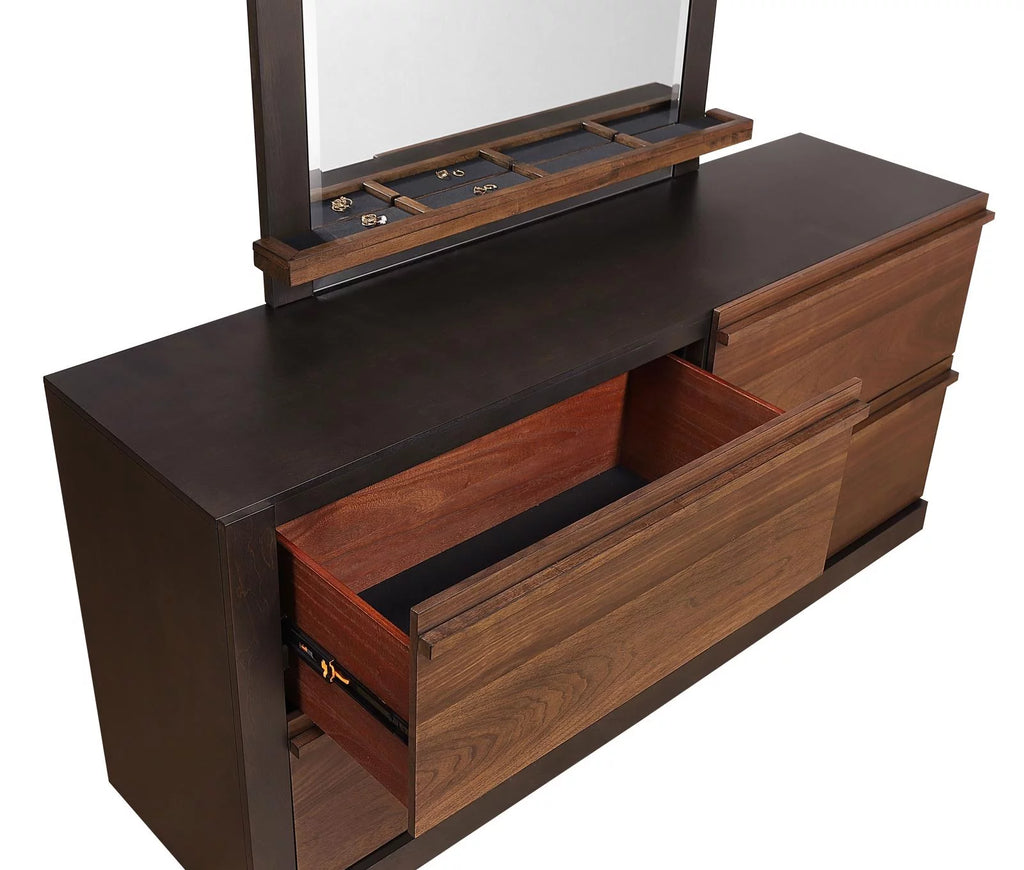 Black and Walnut 4-drawer Dresser X727