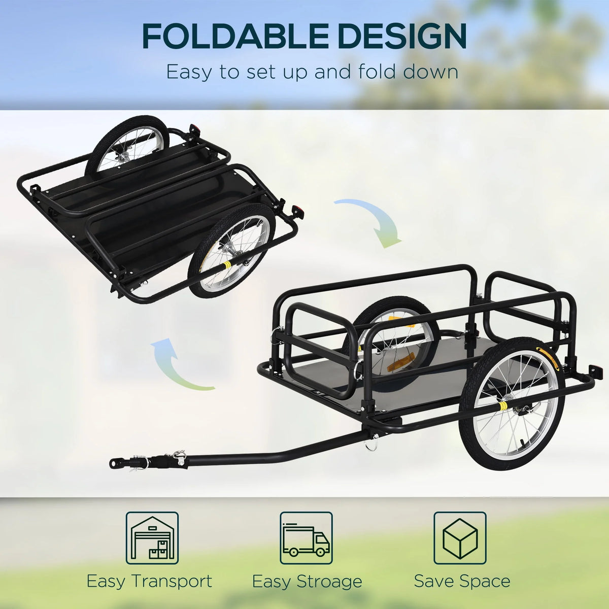 Foldable Bike Cargo Trailer with Hitch Z336